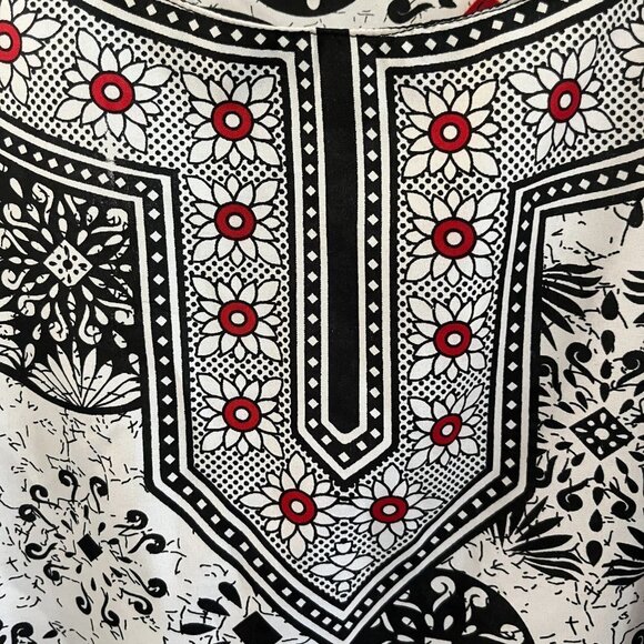 Metropolitan Kaftan Maxi Dress‎ Women Onesize Black White Circular Graphi… - Picture 3 of 9